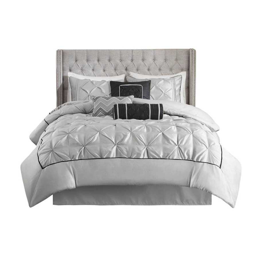 MLNshops 7 piece grey comforter bedding - Luxury Tufted Set