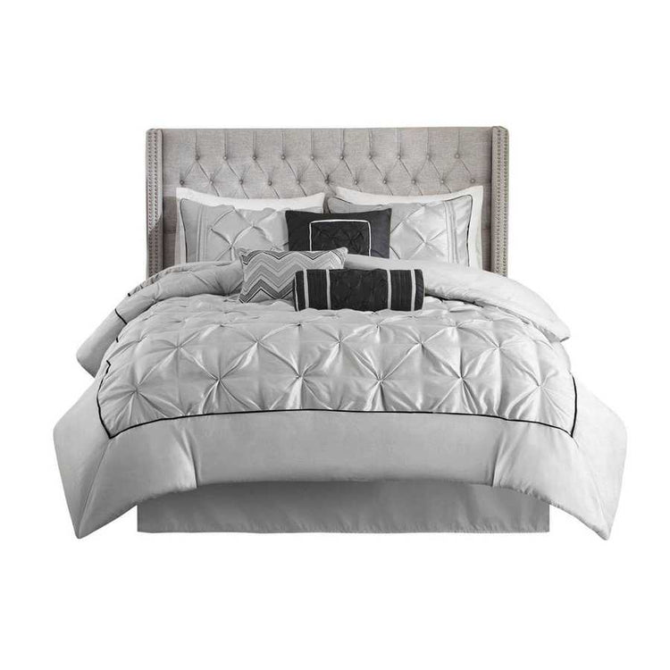 MLNshops 7 piece grey comforter bedding - Luxury Tufted Set