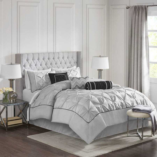 MLNshops 7 piece grey comforter bedding - Luxury Tufted Set Default