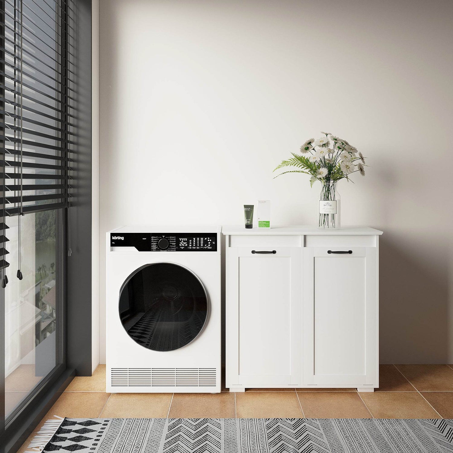 MLNshops Home Laundry Cabinet Organizer with Dual Hampers