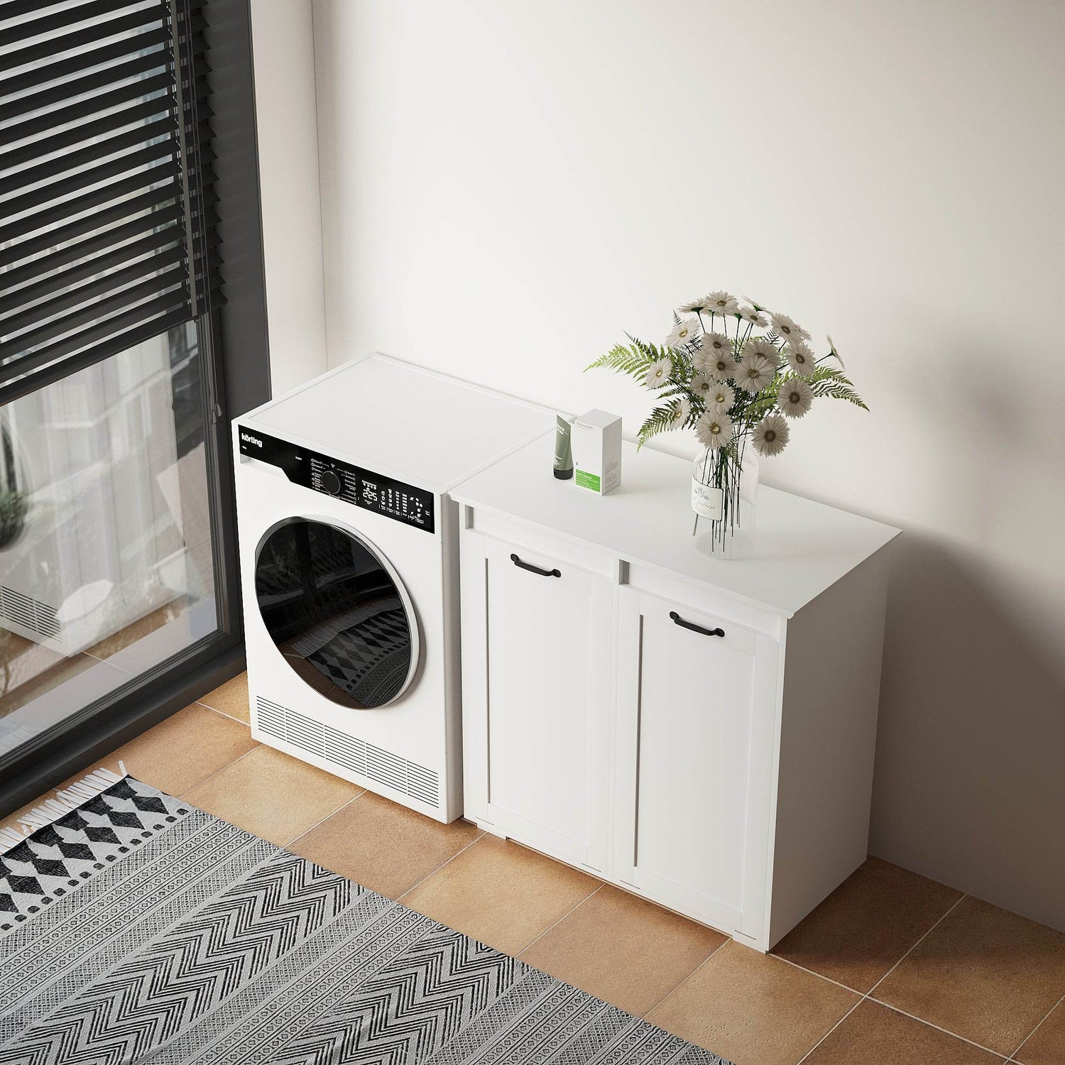 MLNshops Home Laundry Cabinet Organizer with Dual Hampers