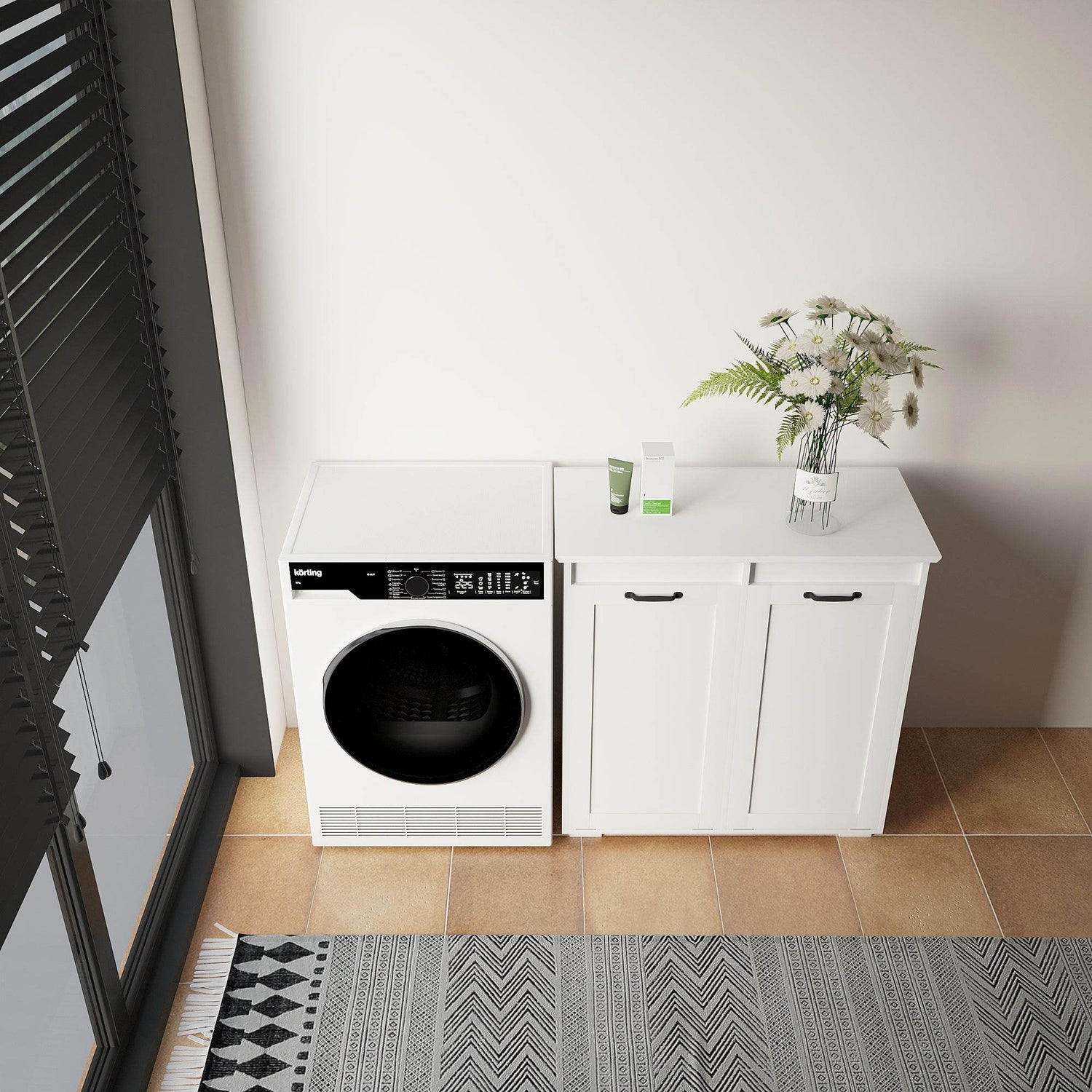 MLNshops Home Laundry Cabinet Organizer with Dual Hampers
