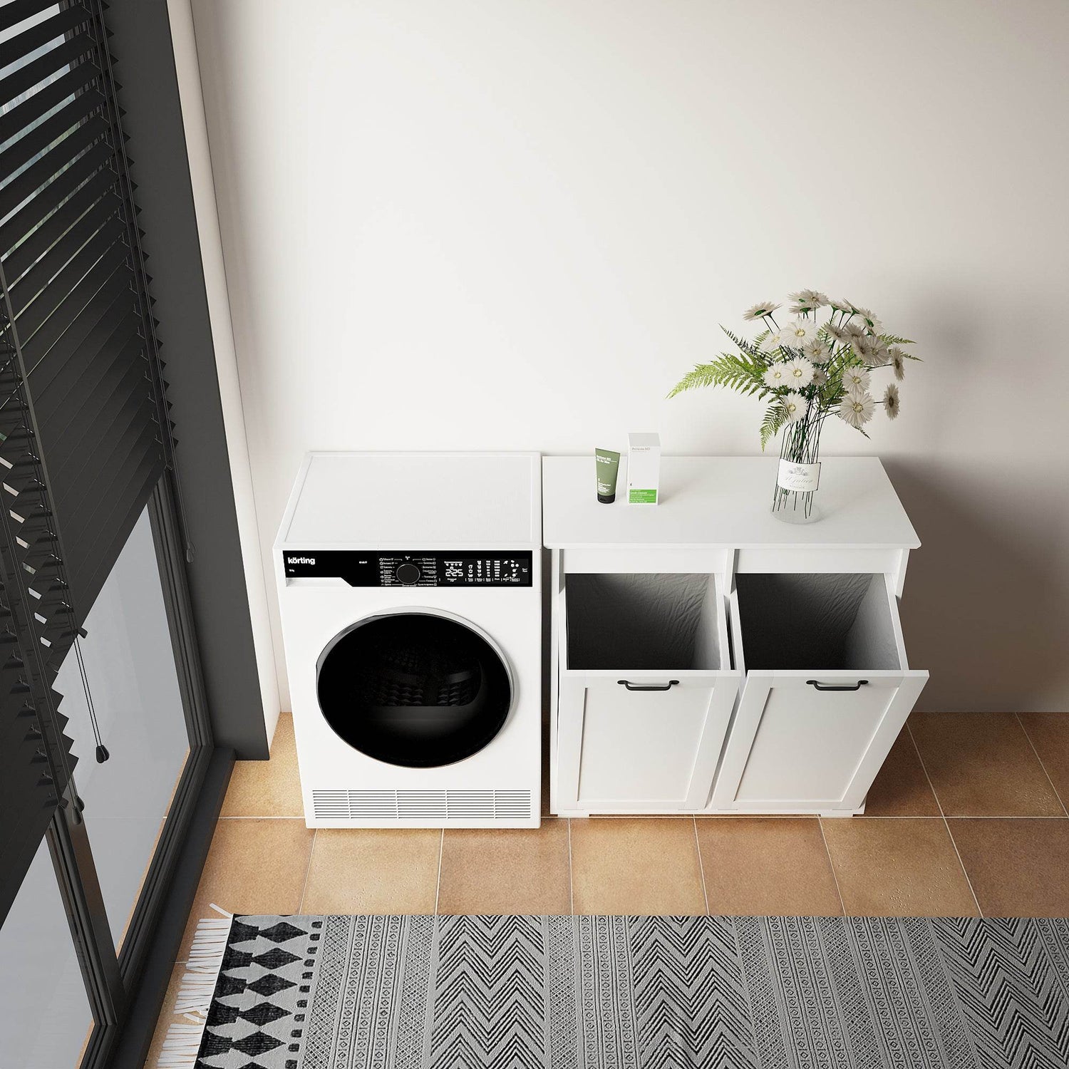 MLNshops Home Laundry Cabinet Organizer with Dual Hampers