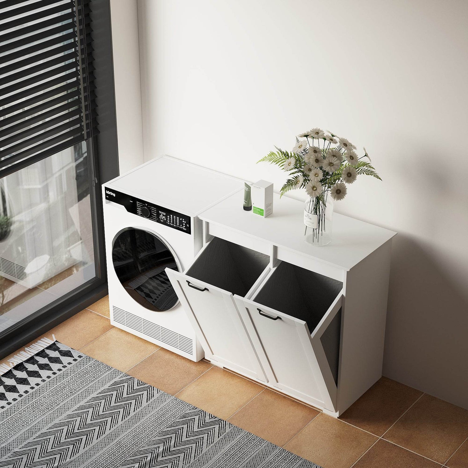 MLNshops Home Laundry Cabinet Organizer with Dual Hampers