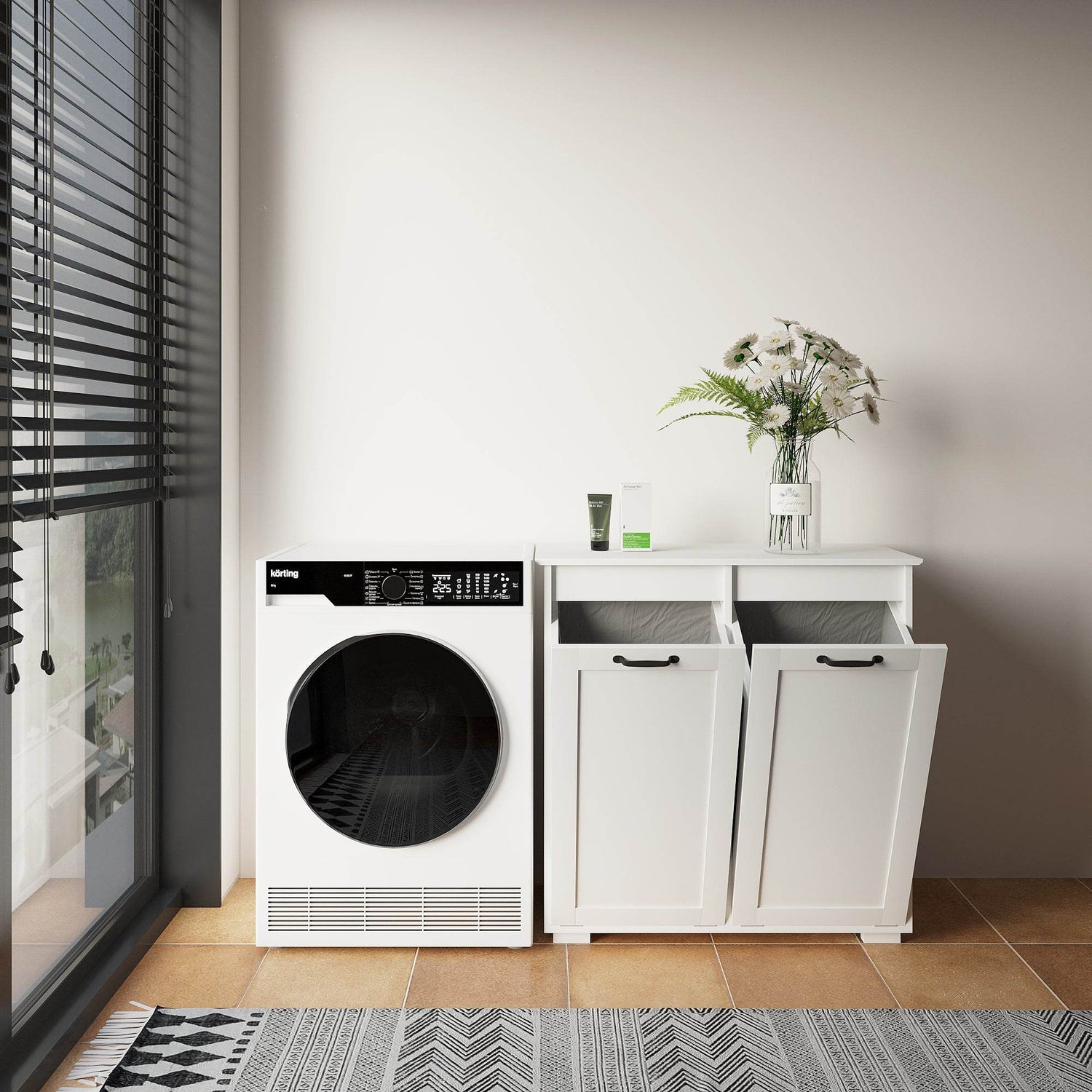 MLNshops Home Laundry Cabinet Organizer with Dual Hampers