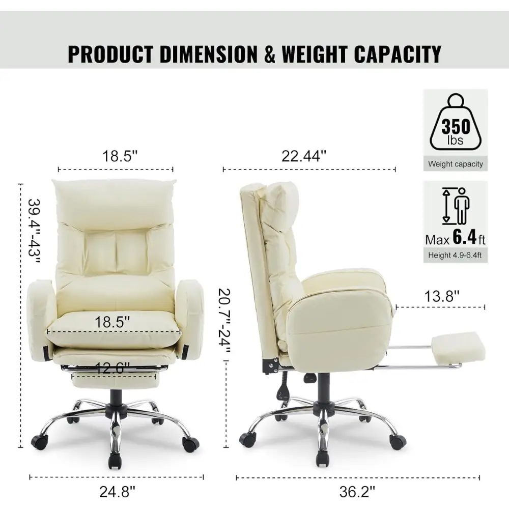 Home Office Chair with Footrest, High-Back PU Leather Computer Desk Chair, Executive Rolling Swivel Chairs with Leg Rest and Double Thick Cushion MLNshops]