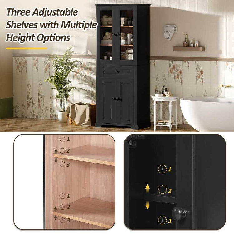 MLNshops 67 inch bathroom linen cabinet - Black Tall Storage