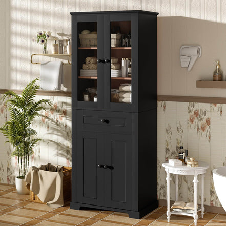 MLNshops 67 inch bathroom linen cabinet - Black Tall Storage
