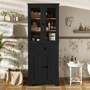 MLNshops 67 inch bathroom linen cabinet - Black Tall Storage Default