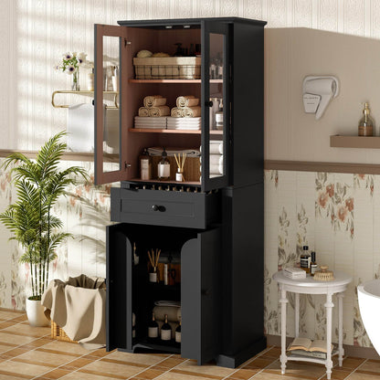 MLNshops 67 inch bathroom linen cabinet - Black Tall Storage