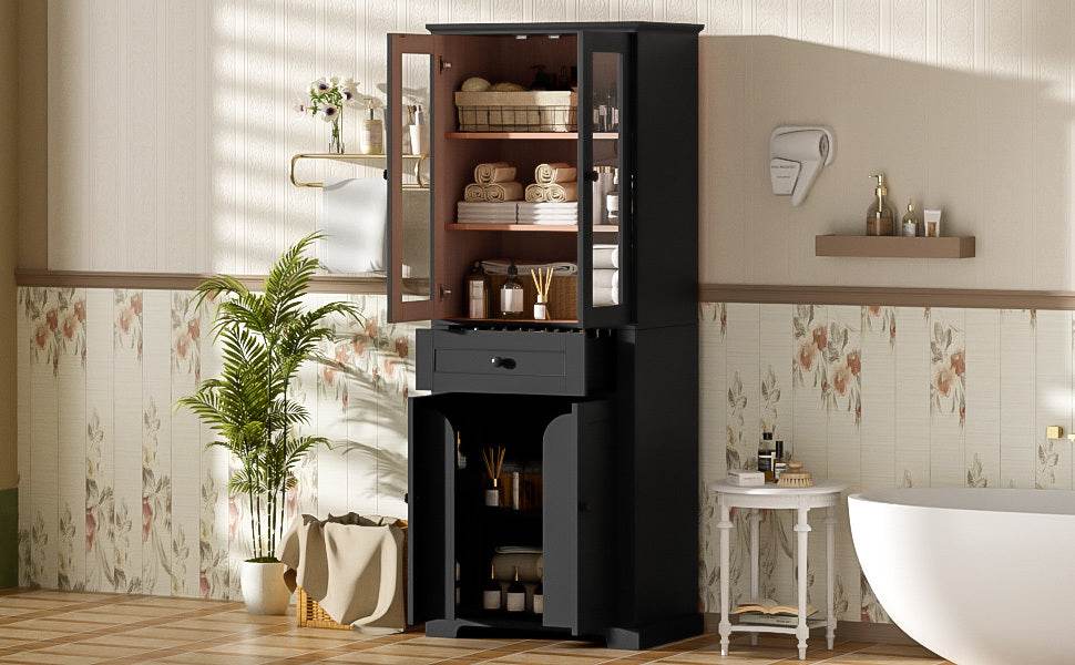 MLNshops 67 inch bathroom linen cabinet - Black Tall Storage