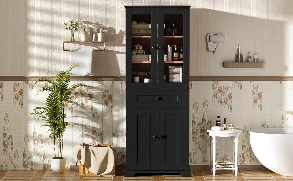 MLNshops 67 inch bathroom linen cabinet - Black Tall Storage