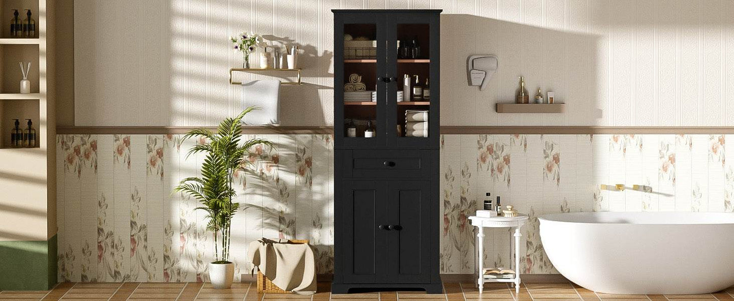 MLNshops 67 inch bathroom linen cabinet - Black Tall Storage