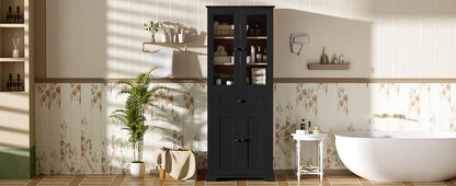MLNshops 67 inch bathroom linen cabinet - Black Tall Storage