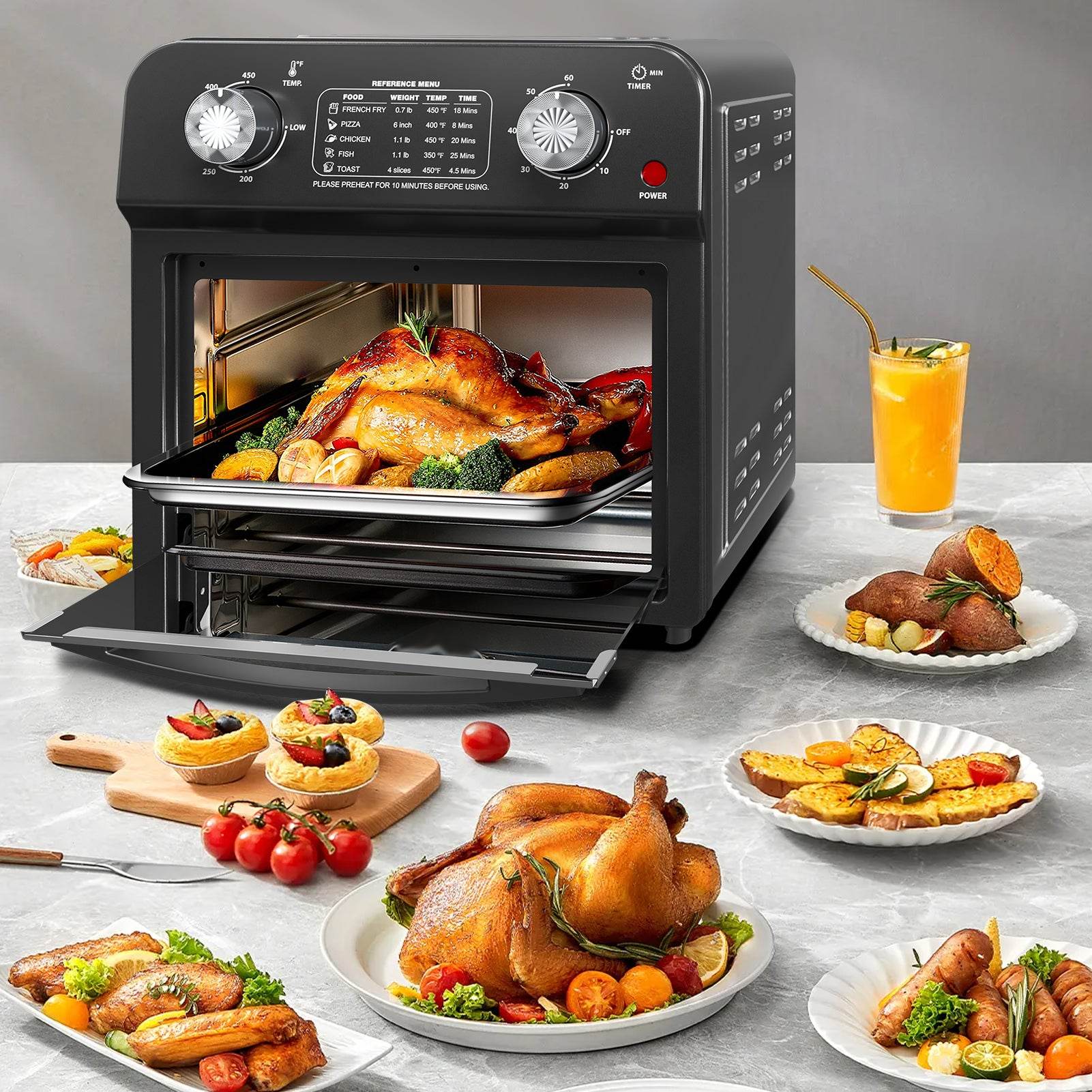 MLNshops Slim air fryer toaster oven for roasting and baking