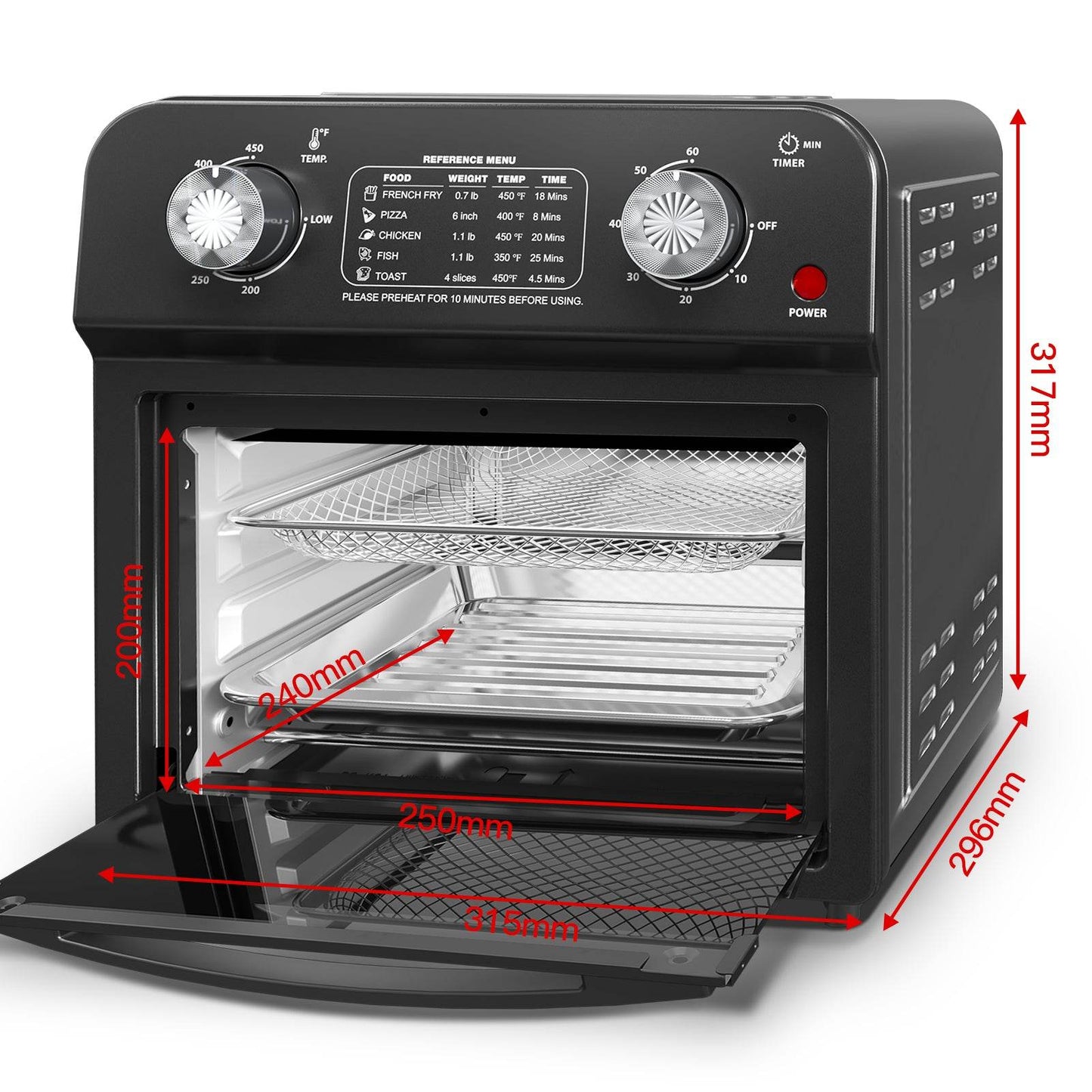 MLNshops Slim air fryer toaster oven for roasting and baking