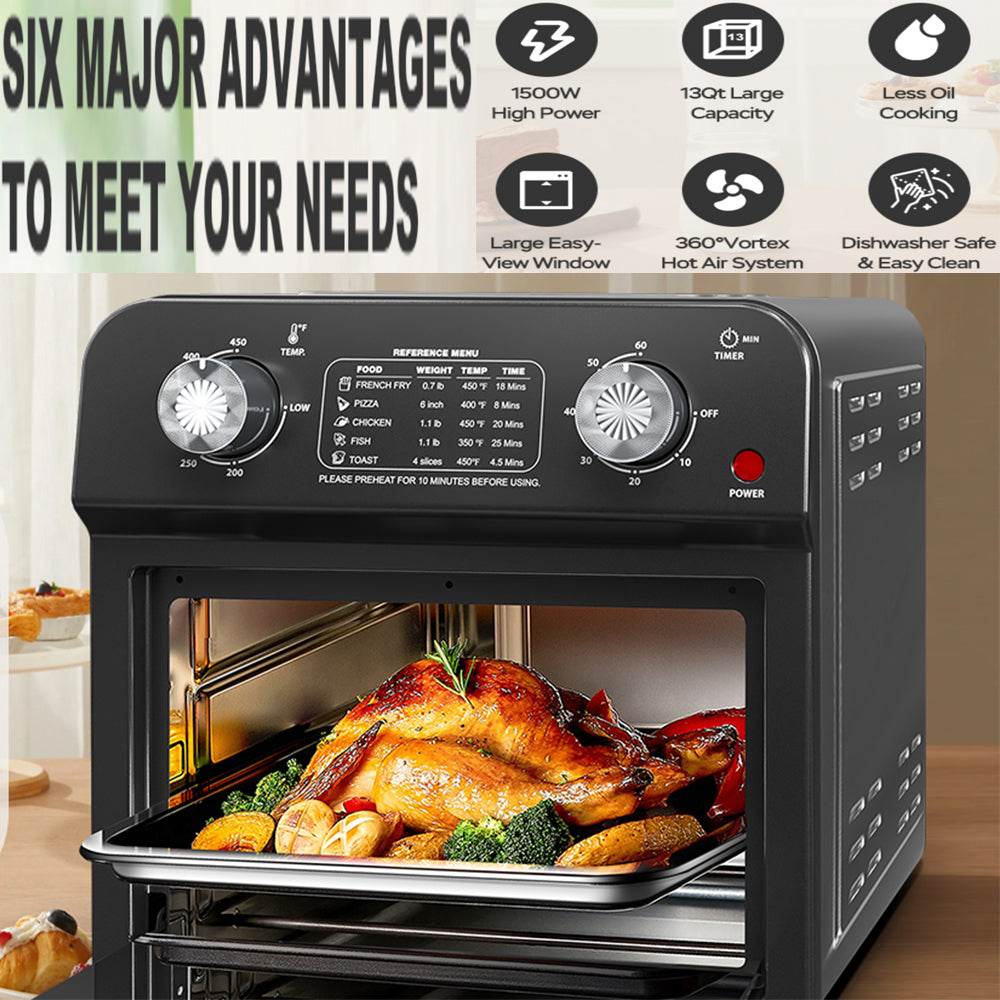 MLNshops Slim air fryer toaster oven for roasting and baking
