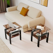 MLNshops modern tempered glass coffee table set, 2-piece