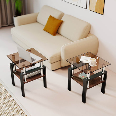 MLNshops modern tempered glass coffee table set, 2-piece