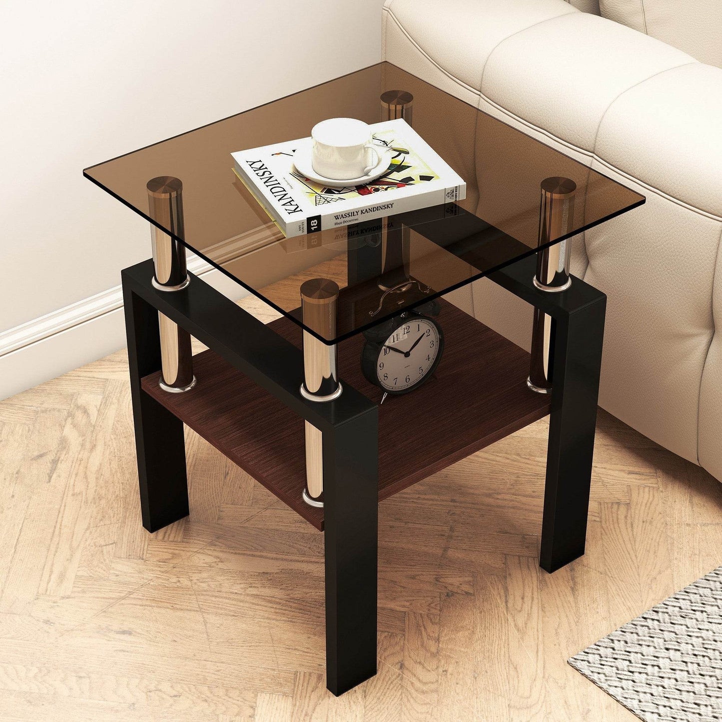 MLNshops modern tempered glass coffee table set, 2-piece