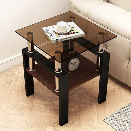 MLNshops modern tempered glass coffee table set, 2-piece
