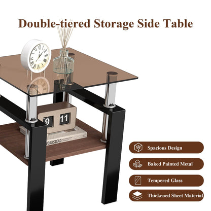 MLNshops modern tempered glass coffee table set, 2-piece