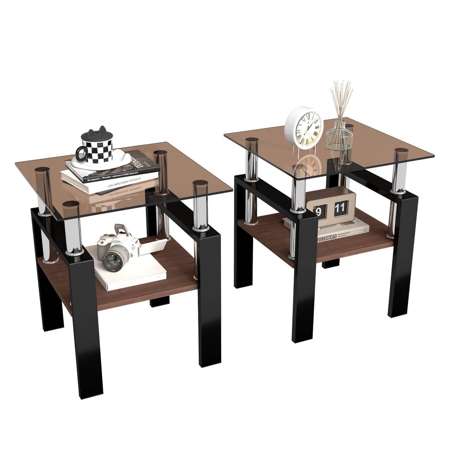 MLNshops modern tempered glass coffee table set, 2-piece