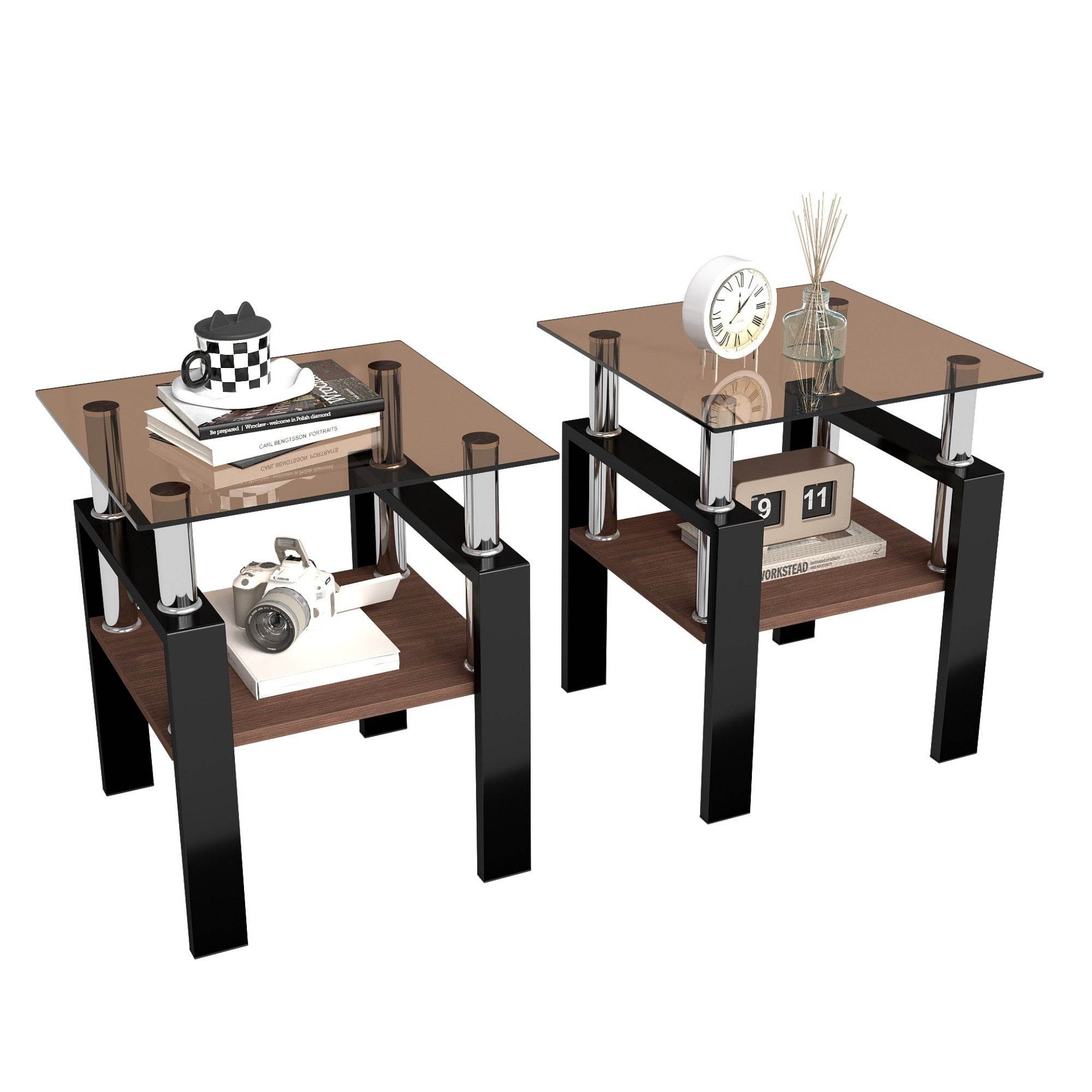 MLNshops modern tempered glass coffee table set, 2-piece