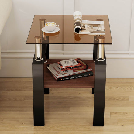 MLNshops modern tempered glass coffee table set, 2-piece