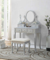 MLNshops silver makeup vanity table set with Mirror & Stool Default