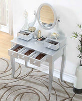 MLNshops silver makeup vanity table set with Mirror & Stool