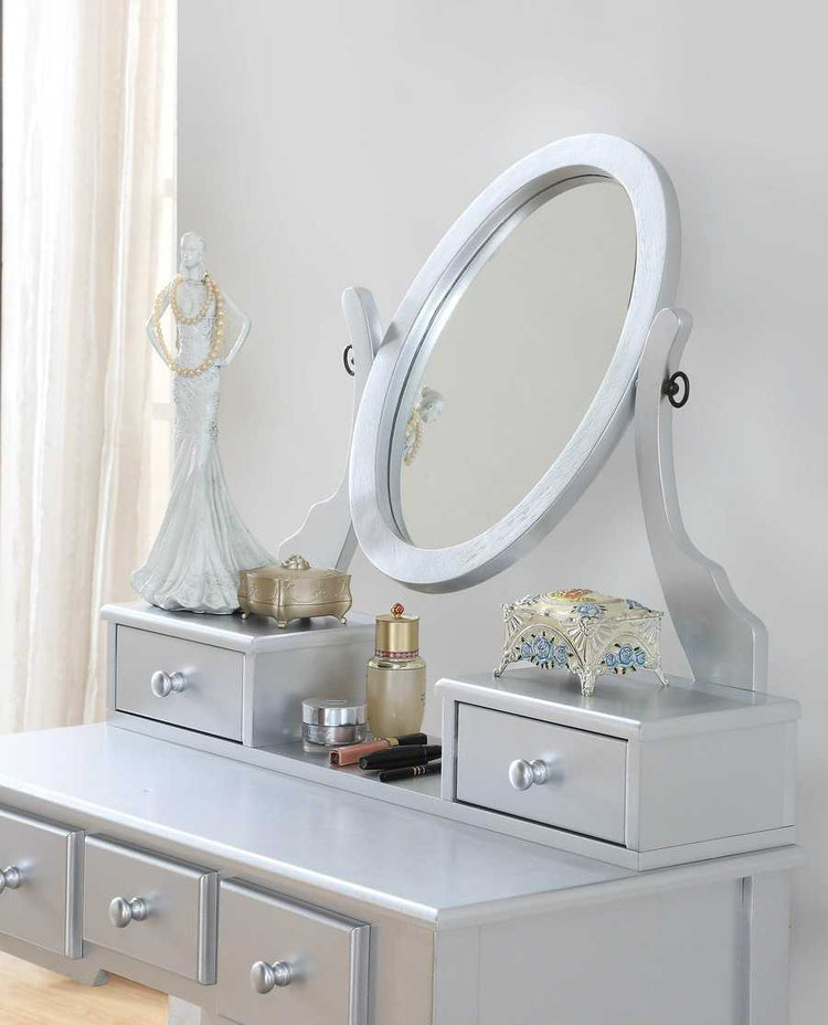 MLNshops silver makeup vanity table set with Mirror & Stool