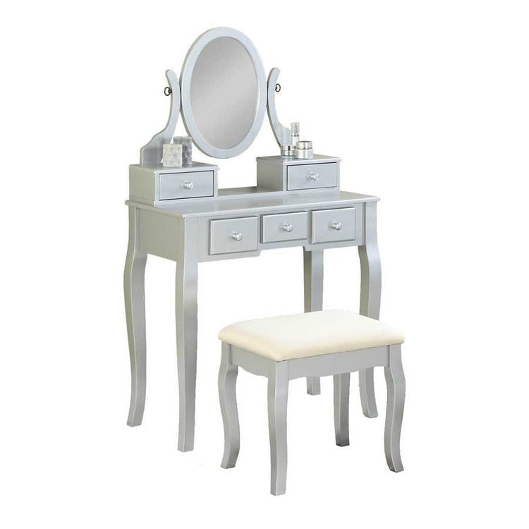 MLNshops silver makeup vanity table set with Mirror & Stool