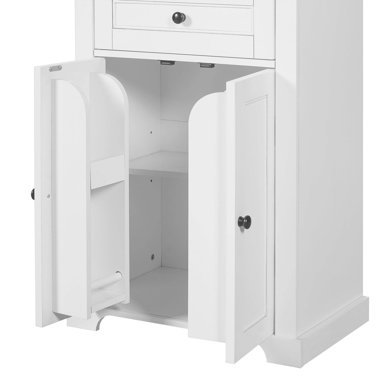MLNshops tall bathroom storage cabinet - White, Glass Doors