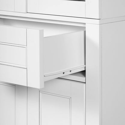 MLNshops tall bathroom storage cabinet - White, Glass Doors