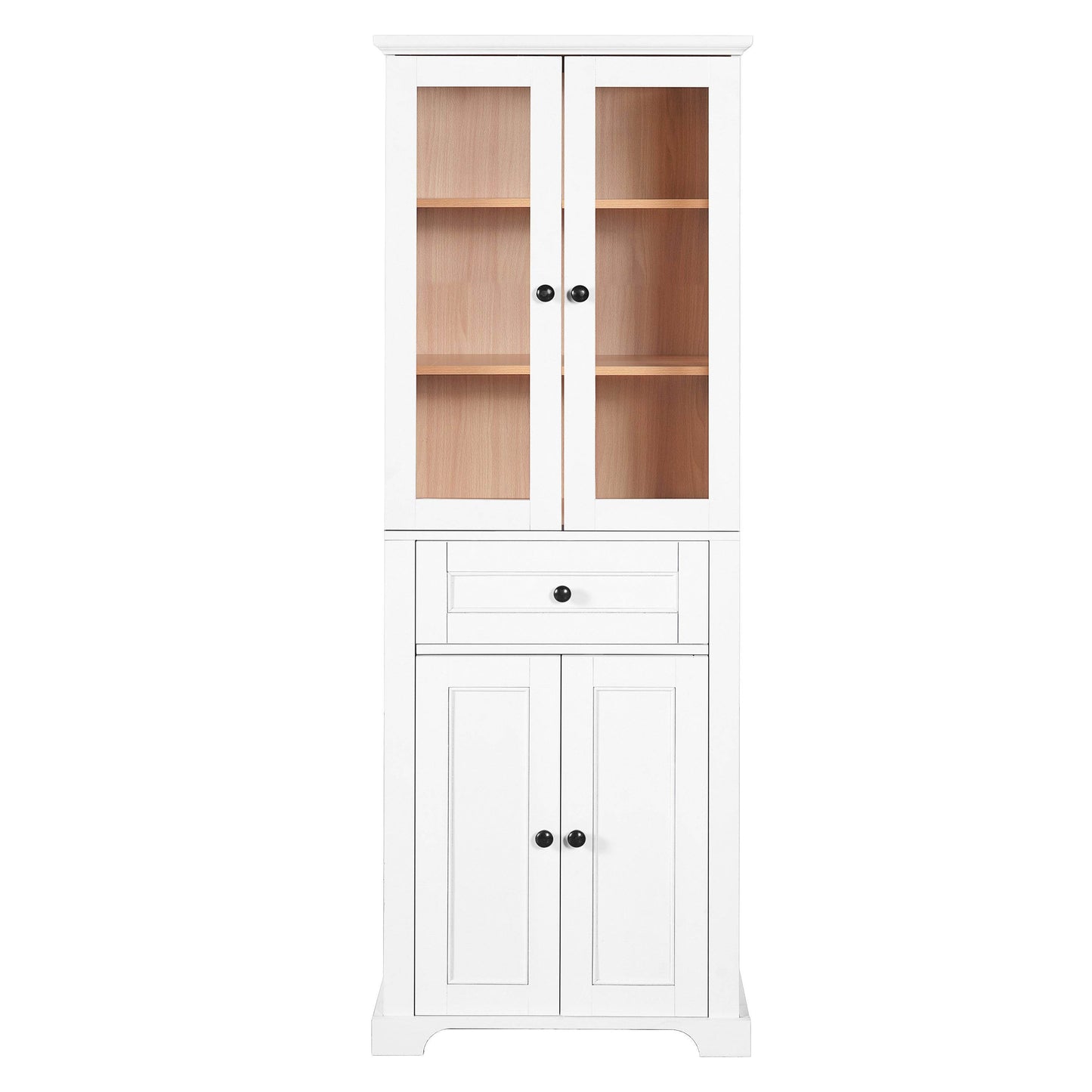 MLNshops tall bathroom storage cabinet - White, Glass Doors