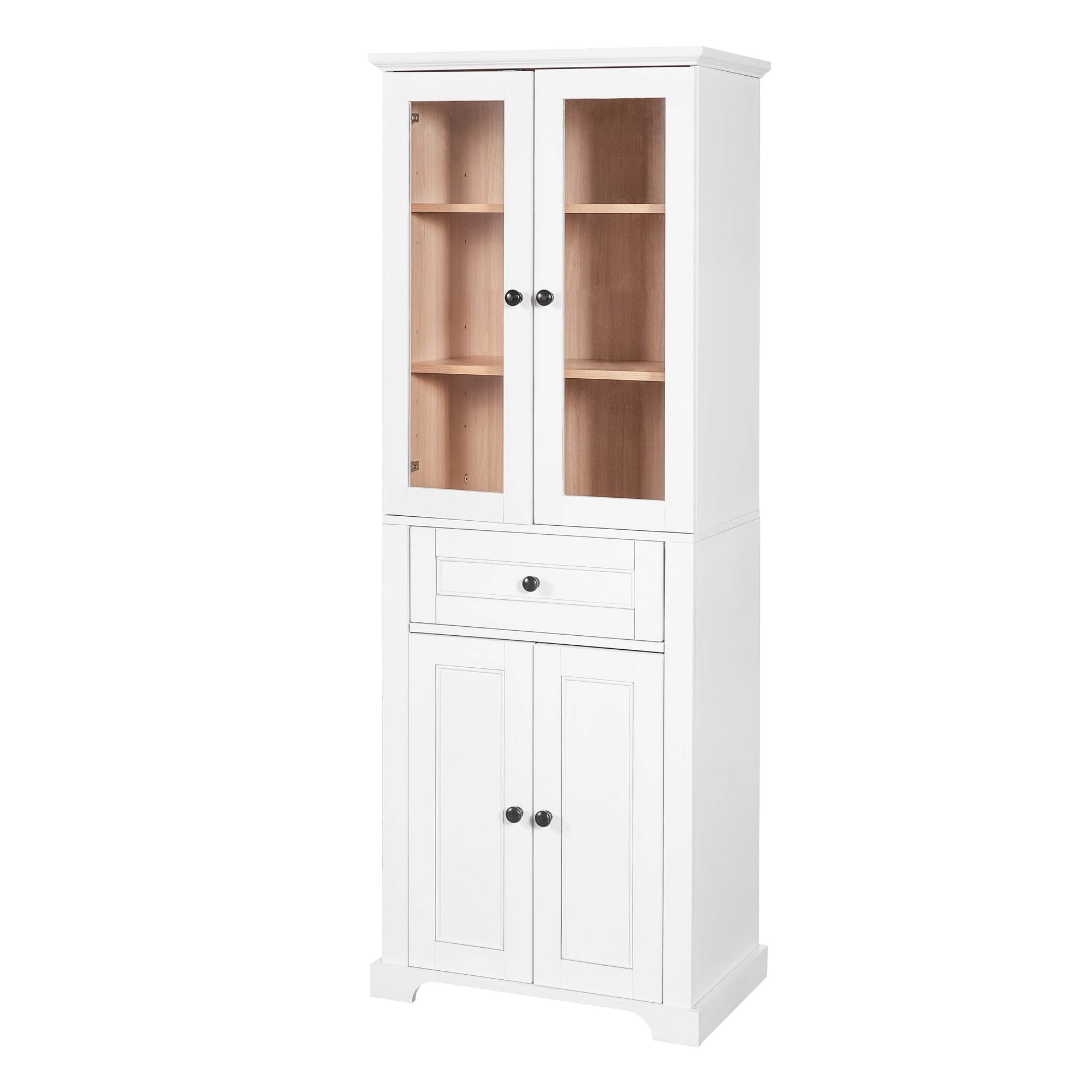 MLNshops tall bathroom storage cabinet - White, Glass Doors