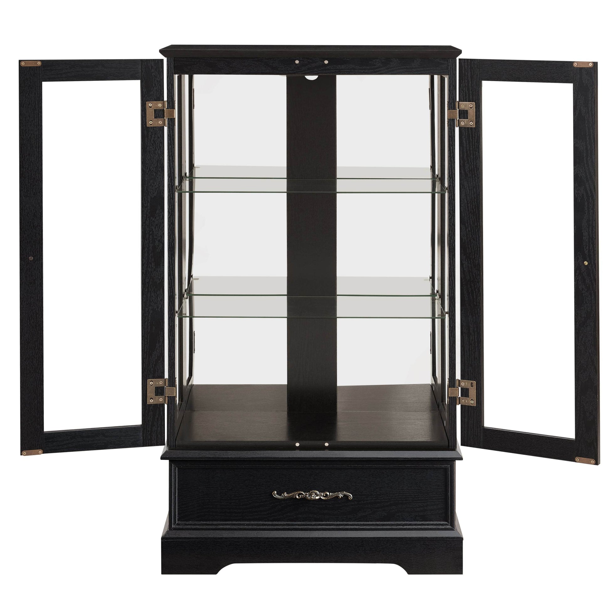 MLNshops black lighted curio cabinet with glass doors