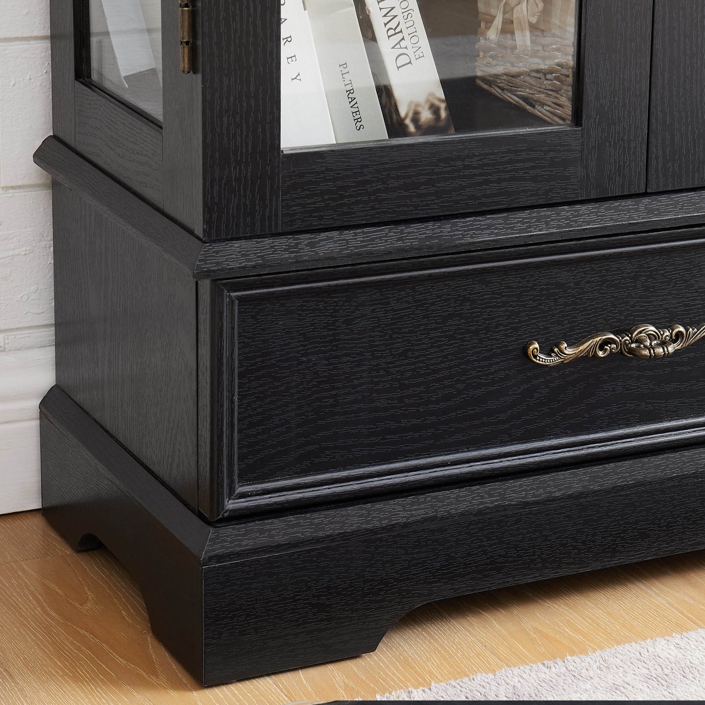 MLNshops black lighted curio cabinet with glass doors