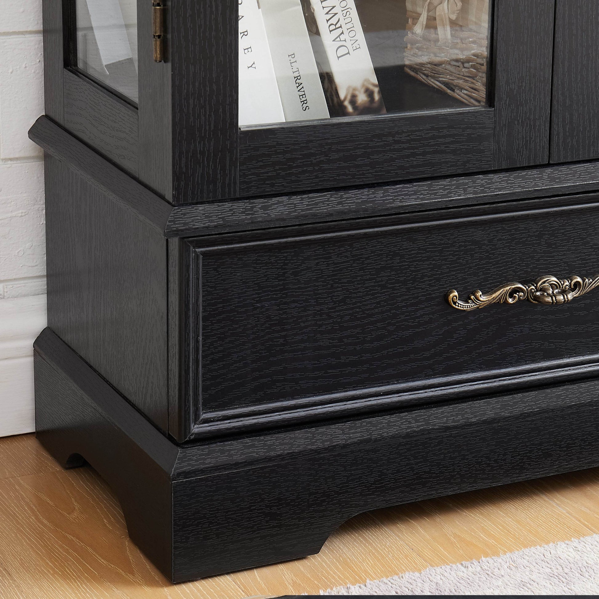 MLNshops black lighted curio cabinet with glass doors