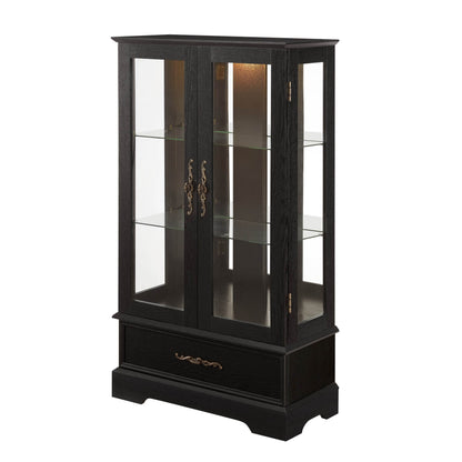 MLNshops black lighted curio cabinet with glass doors