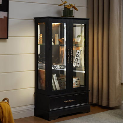 MLNshops black lighted curio cabinet with glass doors