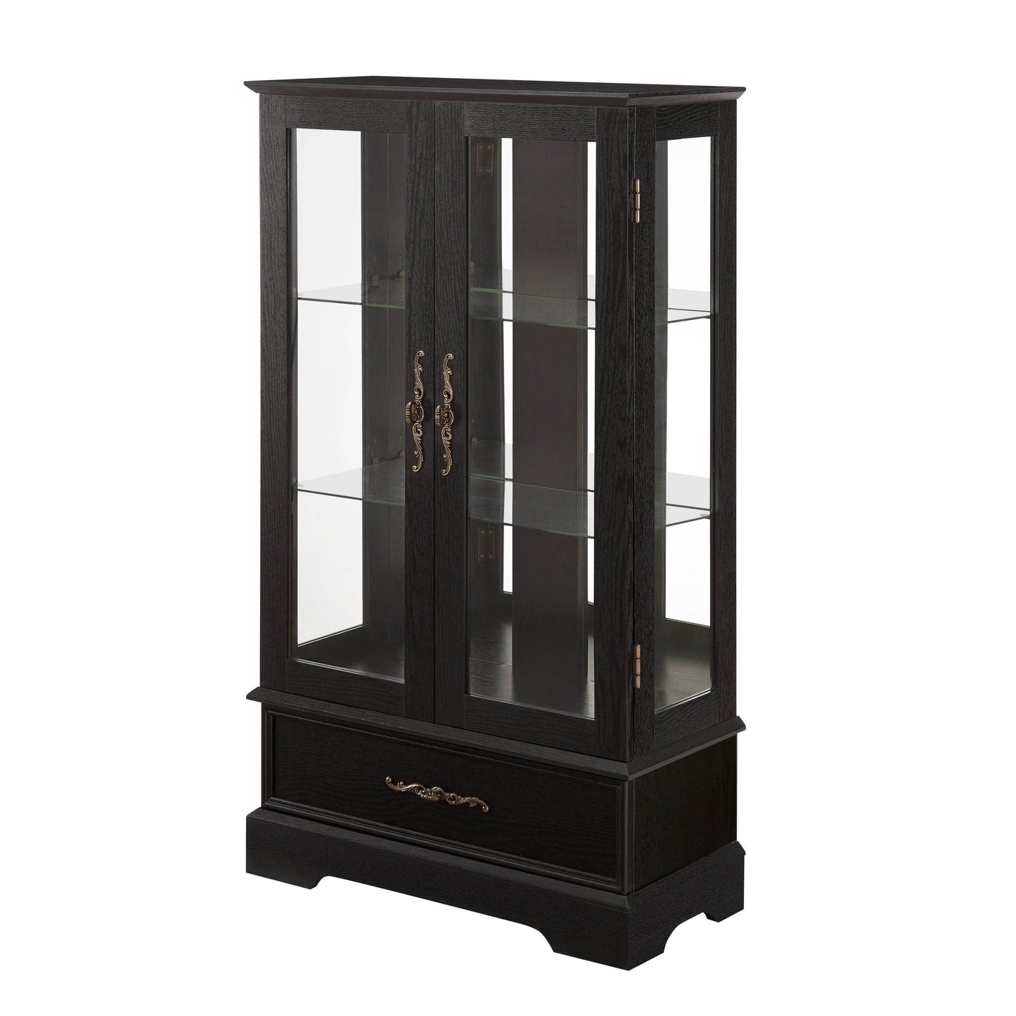 MLNshops black lighted curio cabinet with glass doors