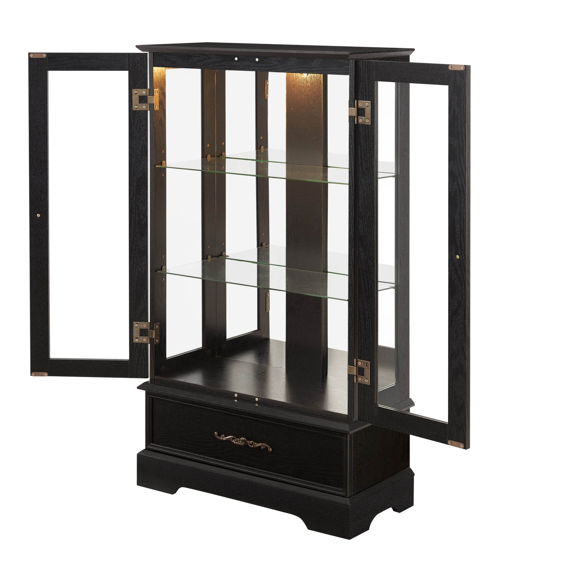 MLNshops black lighted curio cabinet with glass doors