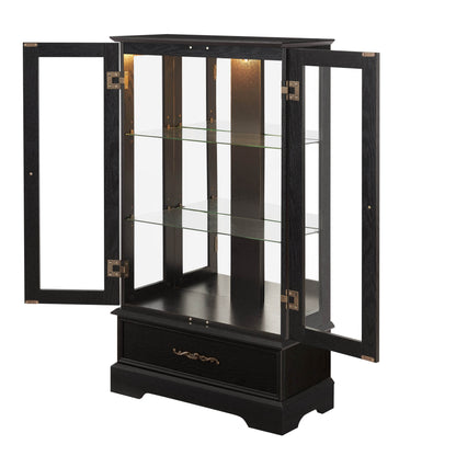 MLNshops black lighted curio cabinet with glass doors