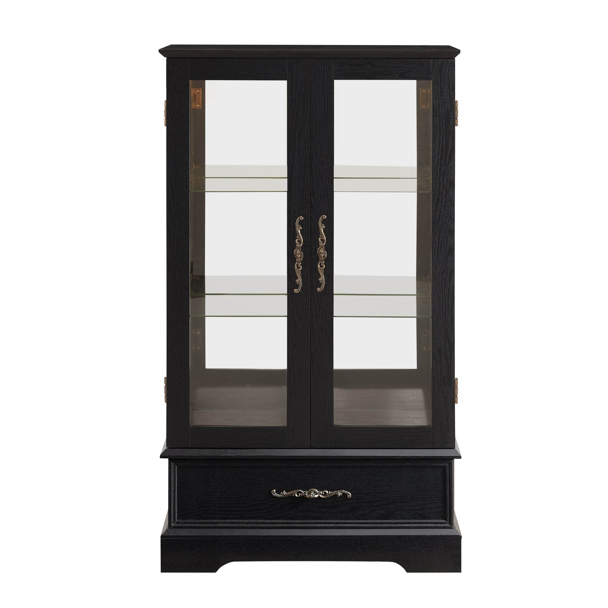 MLNshops black lighted curio cabinet with glass doors
