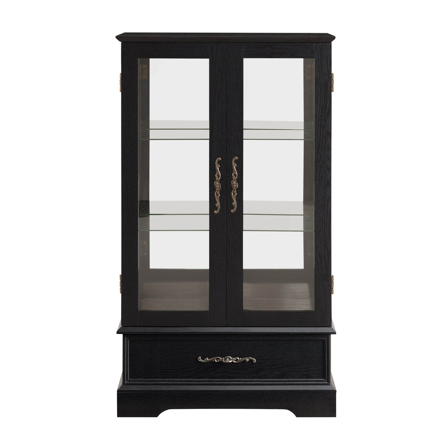 MLNshops black lighted curio cabinet with glass doors