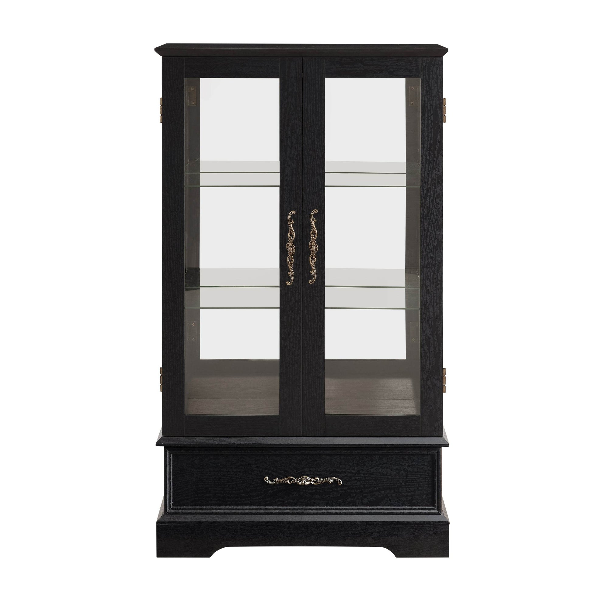 MLNshops black lighted curio cabinet with glass doors