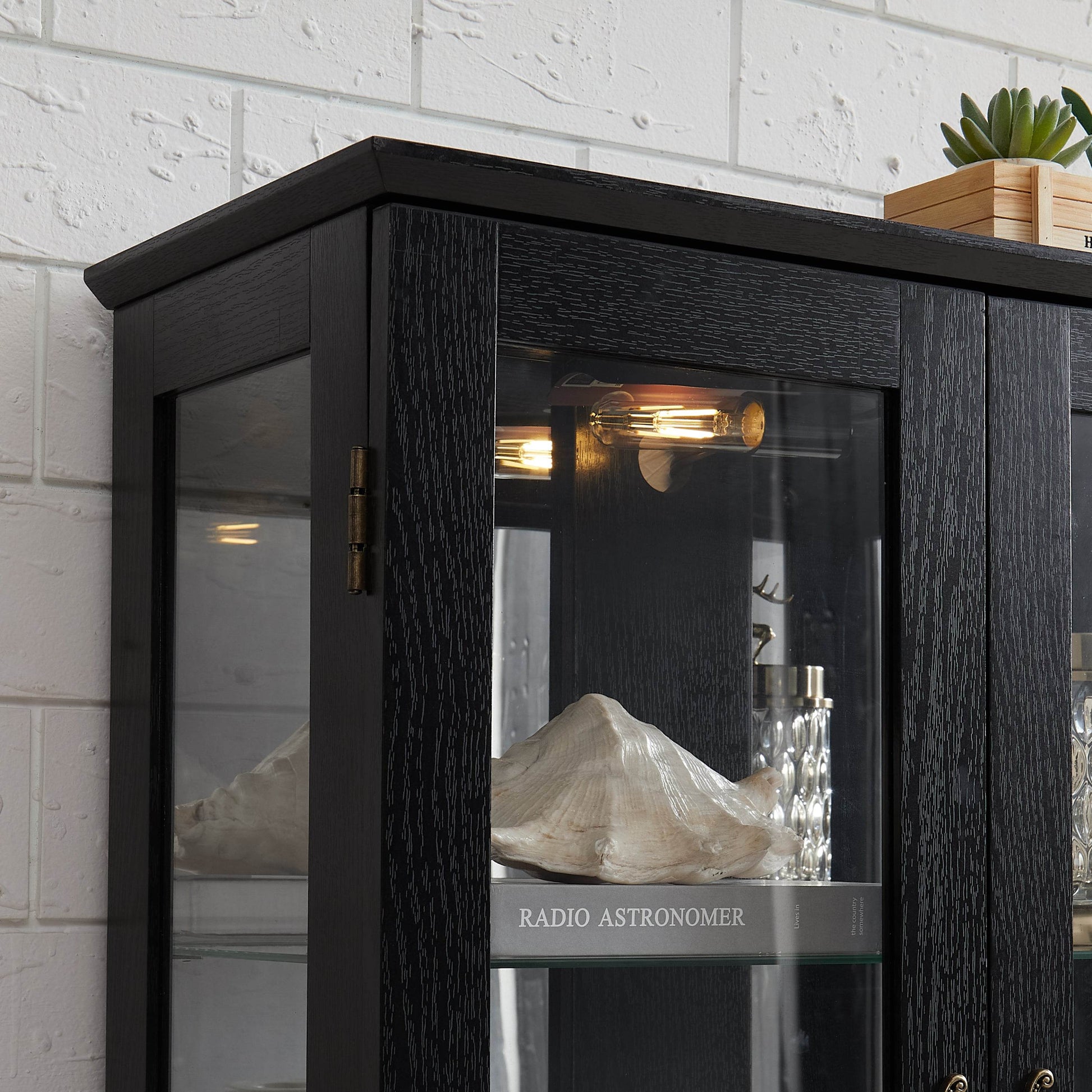 MLNshops black lighted curio cabinet with glass doors