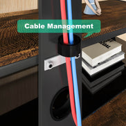 MLNshops rustic brown wooden TV stand, 3-Tier Glass